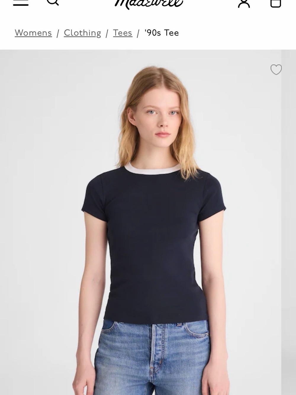Madewell 90’s Crewneck Tee in Navy Cotton